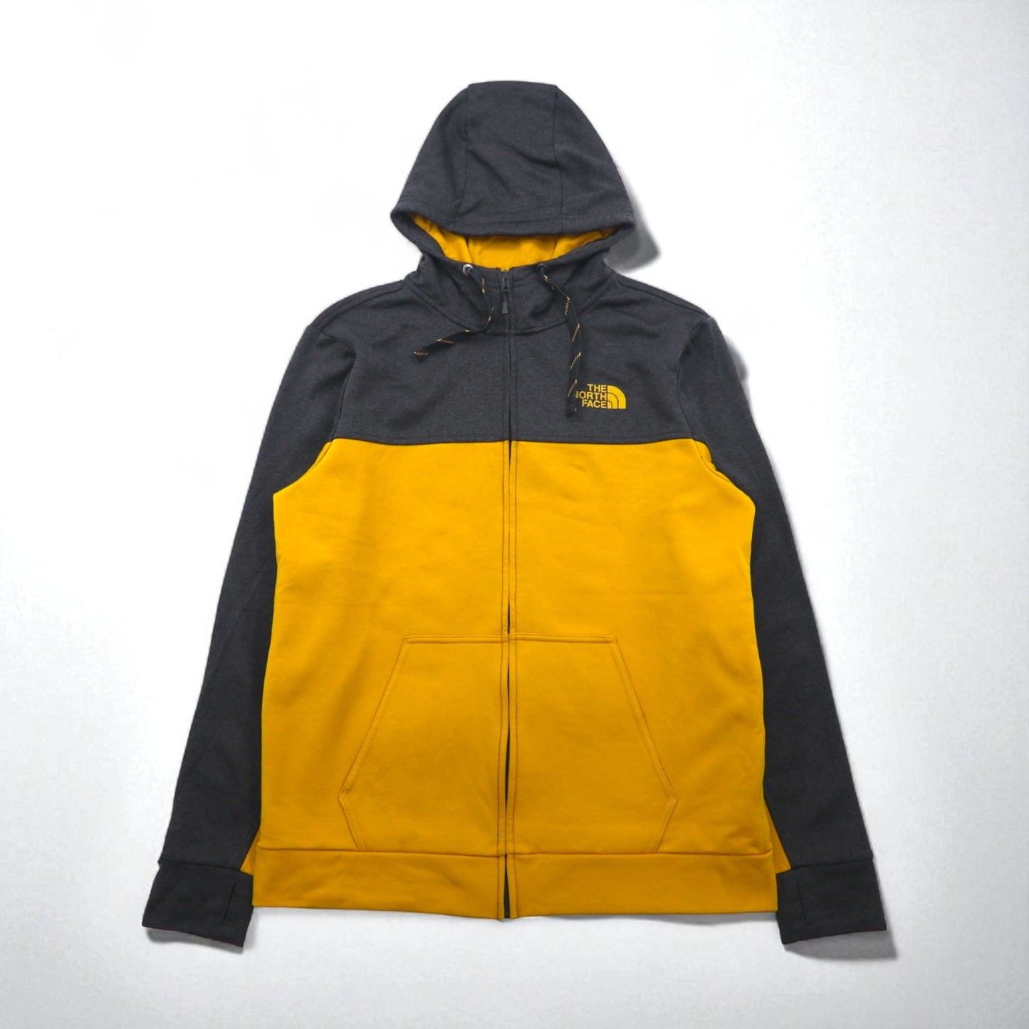 THE NORTH FACE ソフトシェル フルジップパーカー SURGENT BLOCK FULLZIP JACKET ジャージ L イエロー バイカラー サムホール 海外規格 NF0A2V4SUPS
