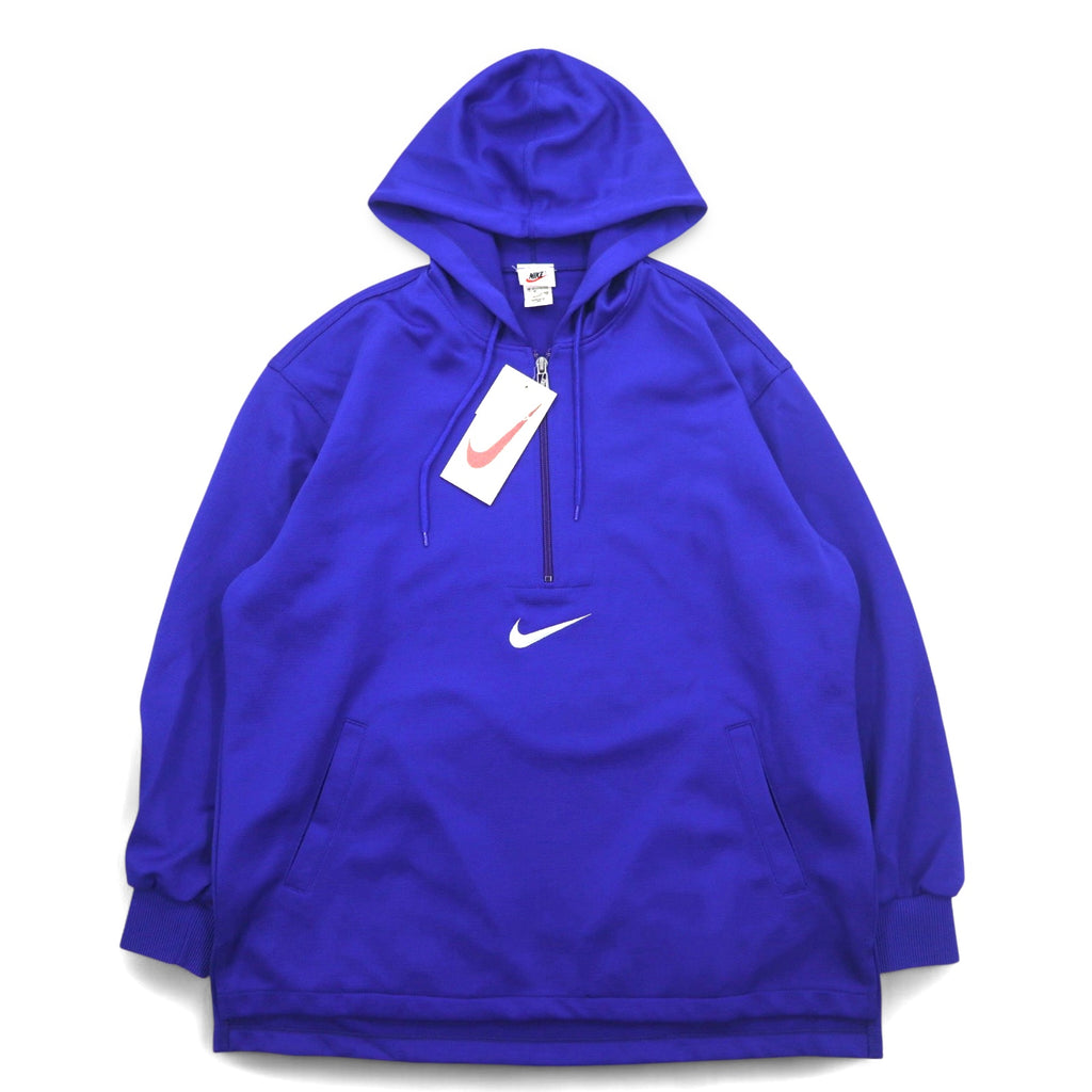 NIKE 90s Silver Tag Half Zip Track Hoodie Jersey M Blue Center Swoosh Double Sided Logo Embroidery Made in Japan Unused