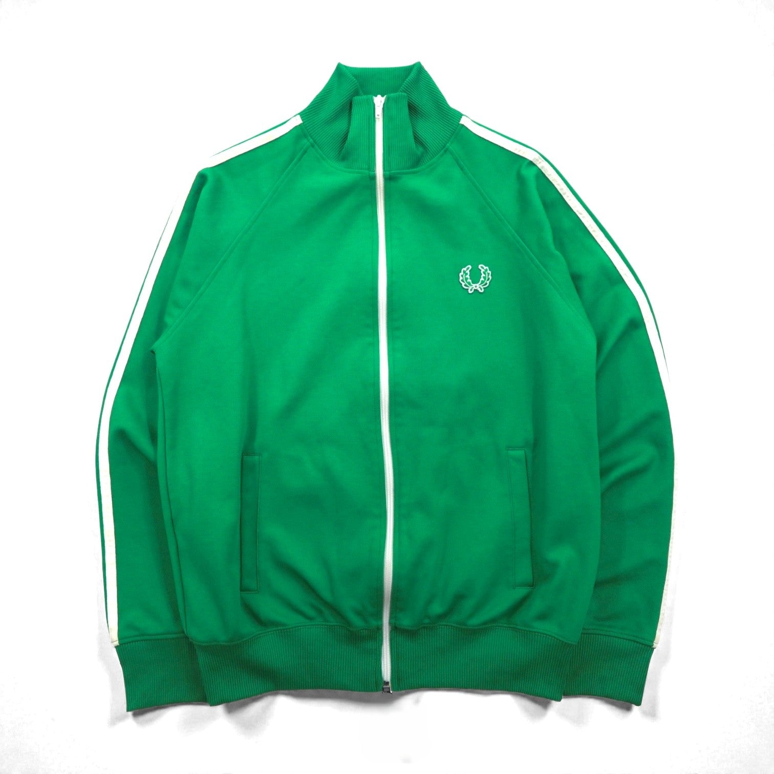FRED PERRY 80年代 スタンドカラー トラックジャケット ジャージ S グリーン フルジップ ハイネック
