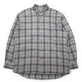 LACOSTE Big Size Button Down Shirt M Gray Windowpane Check One Point Logo