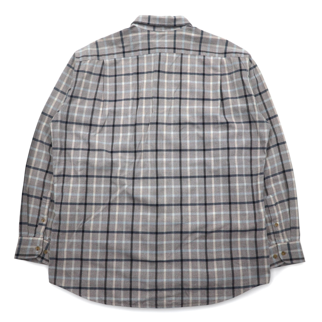 LACOSTE Big Size Button Down Shirt M Gray Windowpane Check One Point Logo