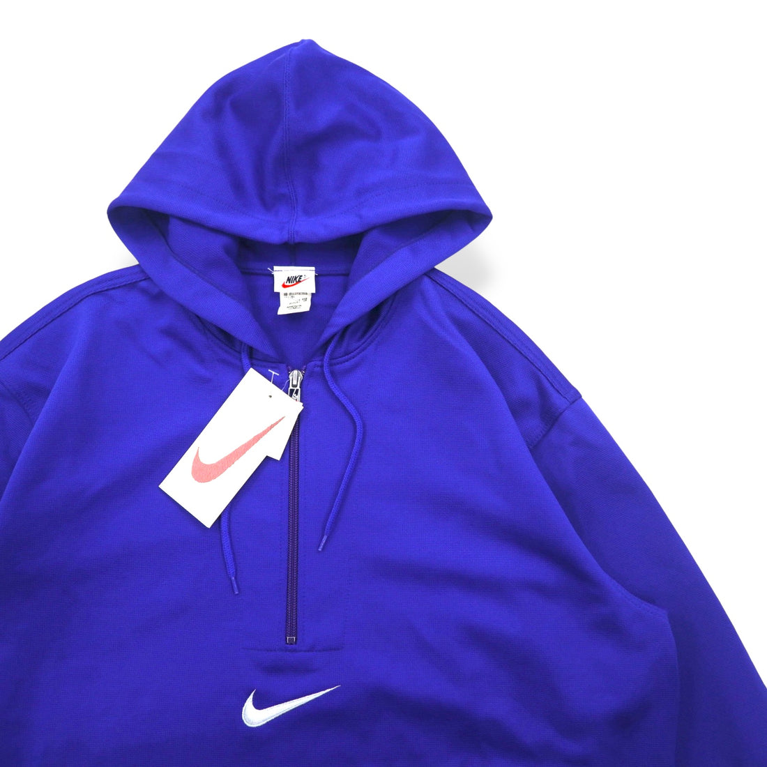 NIKE 90s Silver Tag Half Zip Track Hoodie Jersey M Blue Center Swoosh Double Sided Logo Embroidery Made in Japan Unused