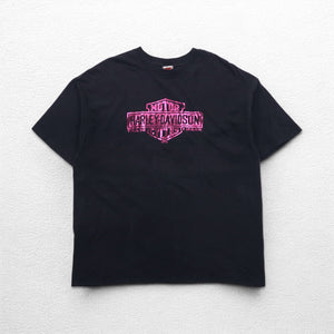 HARLEY DAVIDSON 両面プリント Hanes BEEFY Tシャツ 2XL ブラック コットン