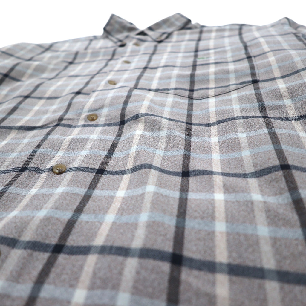 LACOSTE Big Size Button Down Shirt M Gray Windowpane Check One Point Logo