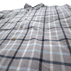 LACOSTE Big Size Button Down Shirt M Gray Windowpane Check One Point Logo