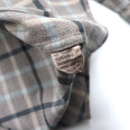LACOSTE Big Size Button Down Shirt M Gray Windowpane Check One Point Logo