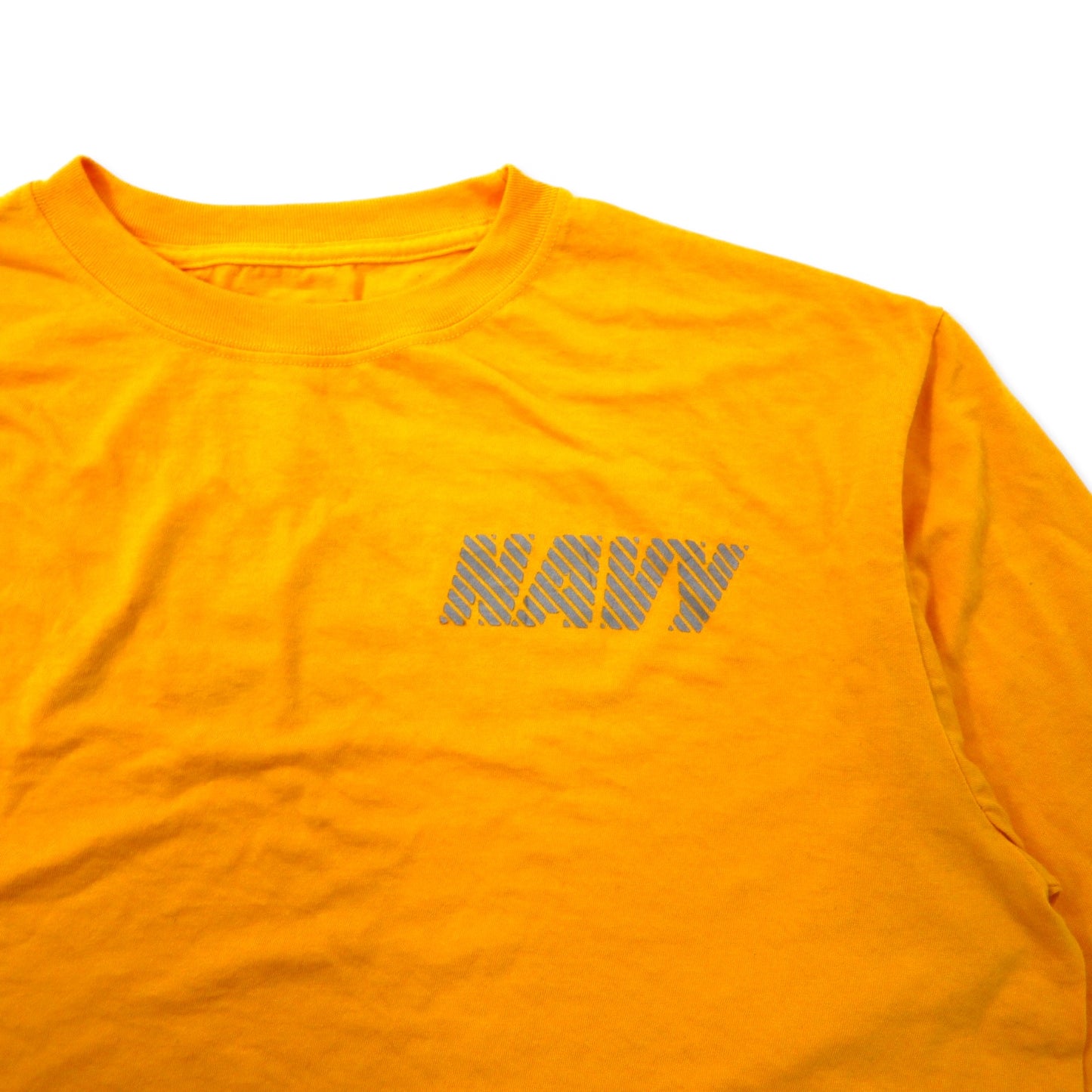 US NAVY 米軍 トレーニング Tシャツ ロンT L イエロー ポリエステル リフレクター ミリタリー M.J.SOFFE