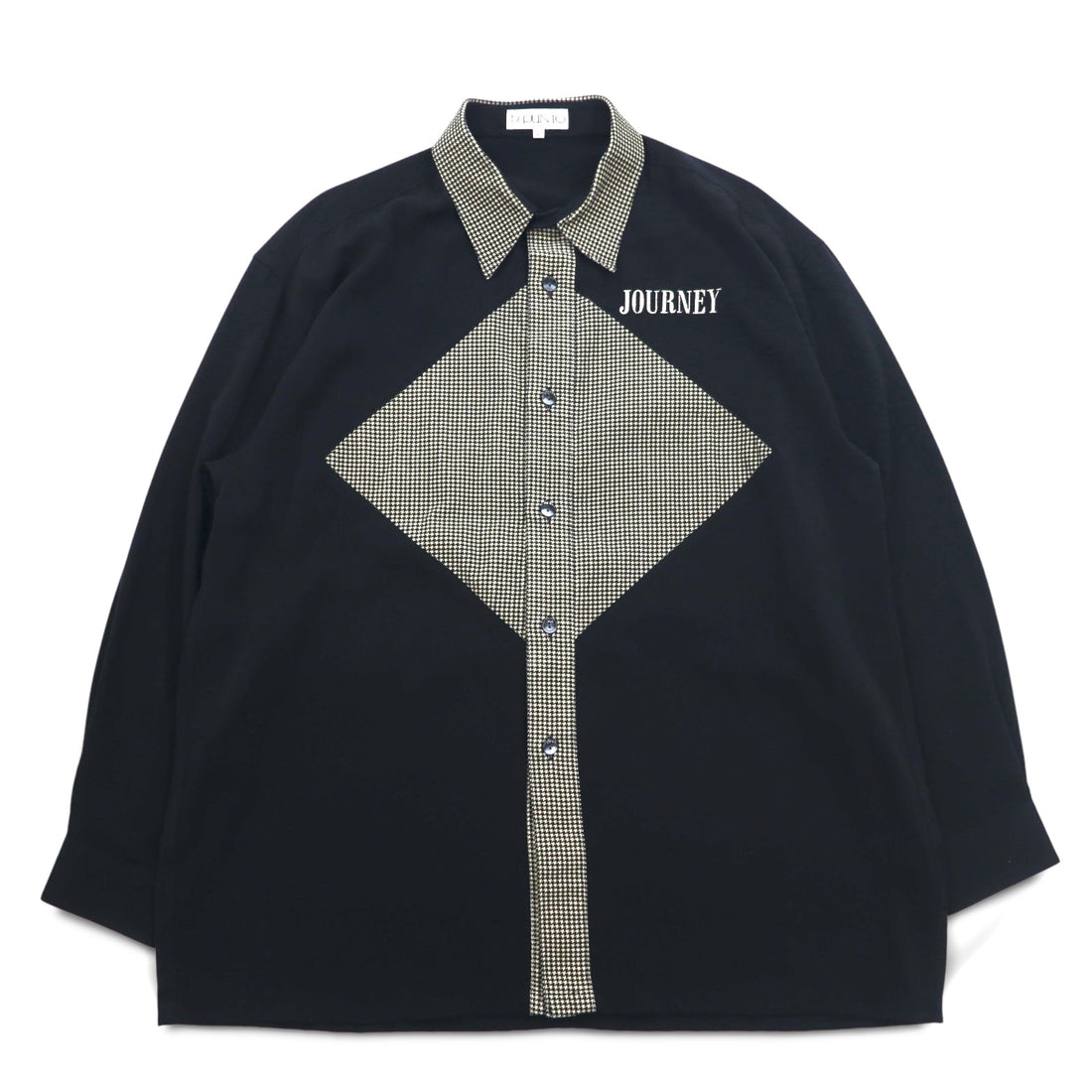Vintage 90s Japan Made Retro Shirt punto 90s Different material switching design Poly shirt L Black Made in Japan