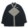 Vintage 90s Japan Made Retro Shirt punto 90s Different material switching design Poly shirt L Black Made in Japan