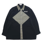 Vintage 90s Japan Made Retro Shirt punto 90s Different material switching design Poly shirt L Black Made in Japan