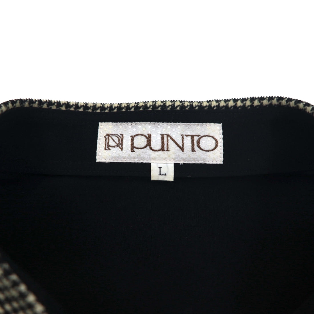 Vintage 90s Japan Made Retro Shirt punto 90s Different material switching design Poly shirt L Black Made in Japan