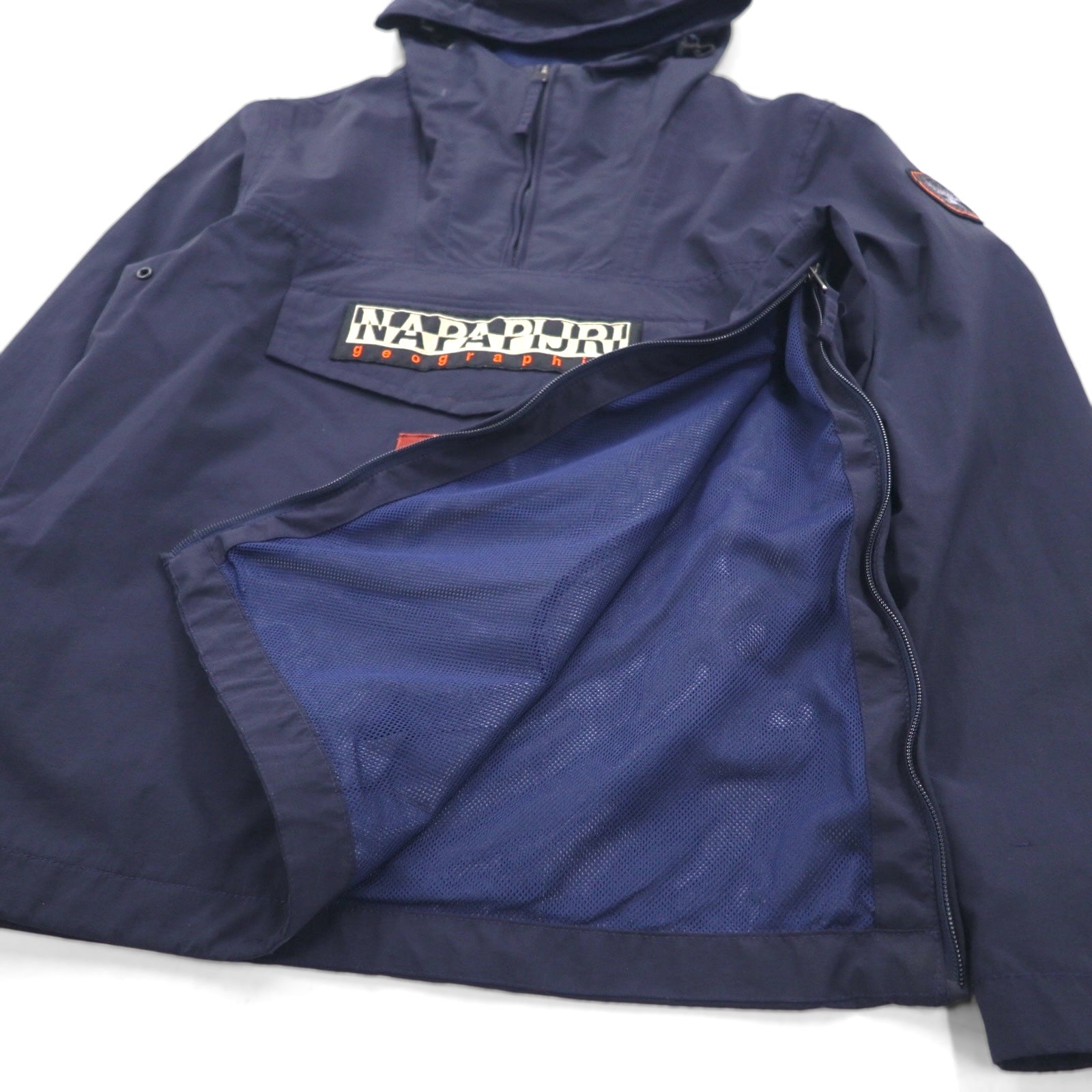 NAPAPIJRI Rainforest Summer Half-Zip Anorak Parka, Size M, Navy, Polyester, Waterproof, NP000HC0