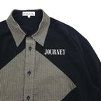 Vintage 90s Japan Made Retro Shirt punto 90s Different material switching design Poly shirt L Black Made in Japan