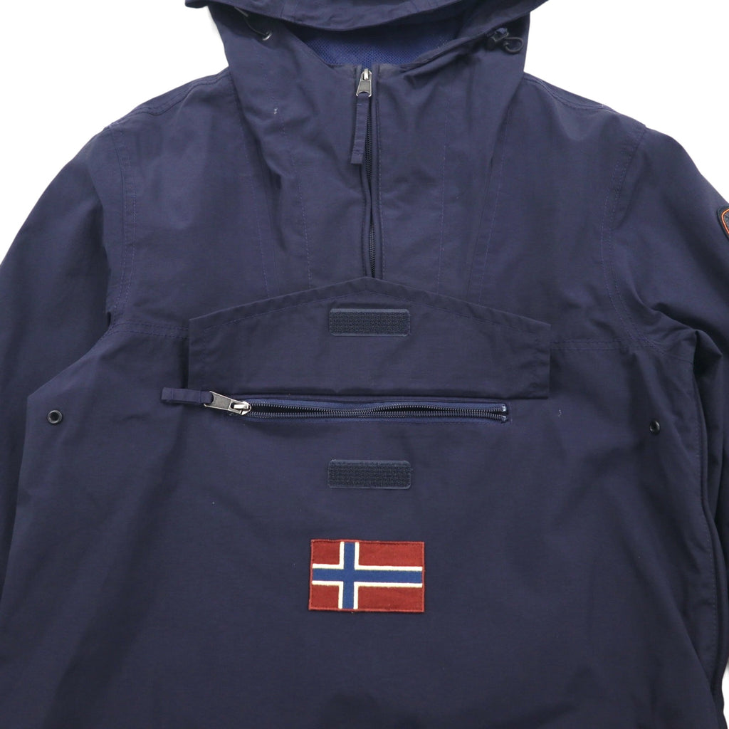 NAPAPIJRI Rainforest Summer Half-Zip Anorak Parka, Size M, Navy, Polyester, Waterproof, NP000HC0