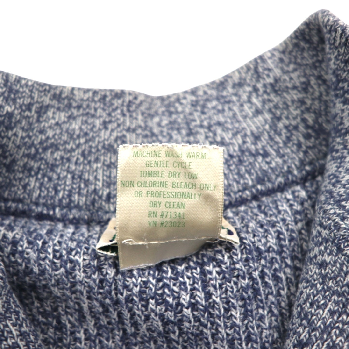 L.L.Bean 80年代 USA製 ハーフボタン リブニット セーター XL ブルー モックネック スタンドカラー