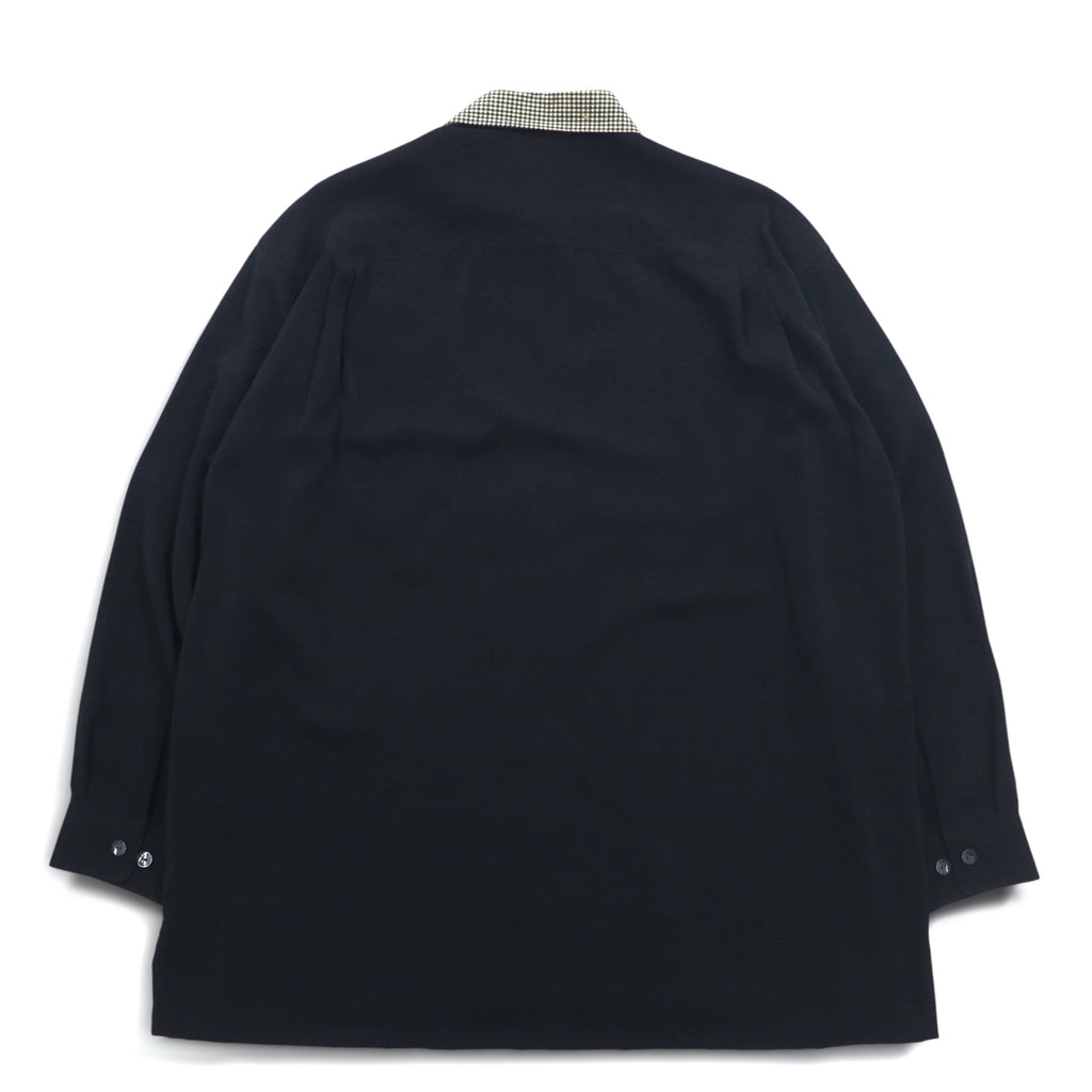 Vintage 90s Japan Made Retro Shirt punto 90s Different material switching design Poly shirt L Black Made in Japan