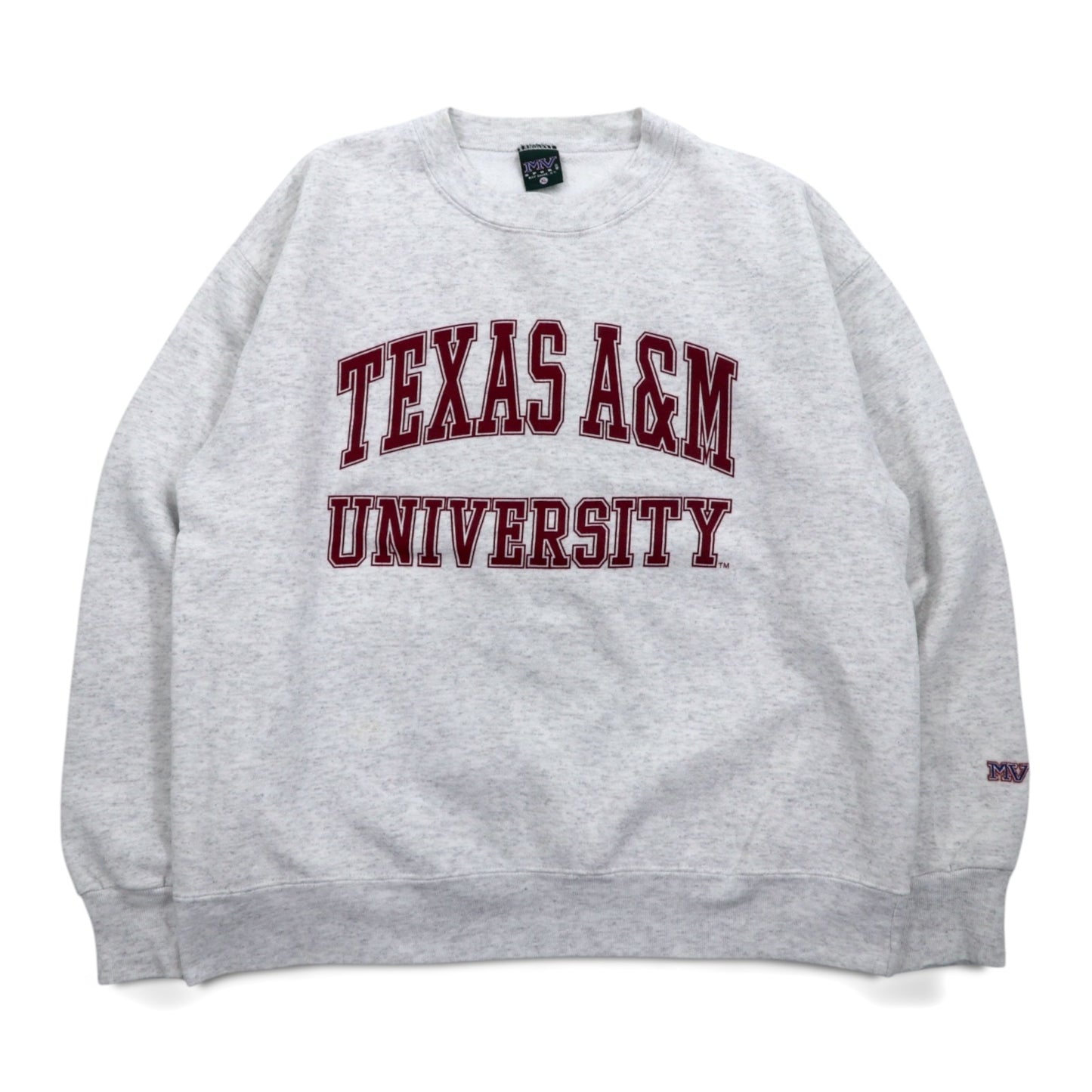 MV SPORT 90s USA made college print sweatshirt XL grey TEXAS A&amp;M UNIVERSITY arch logo two-layer print