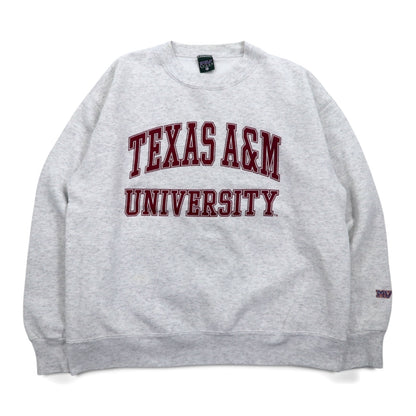 MV SPORT 90s USA made college print sweatshirt XL grey TEXAS A&amp;M UNIVERSITY arch logo two-layer print