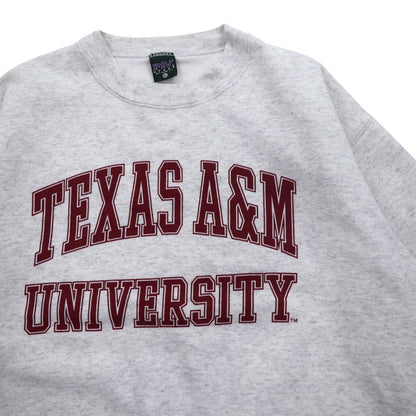 MV SPORT 90s USA made college print sweatshirt XL grey TEXAS A&amp;M UNIVERSITY arch logo two-layer print