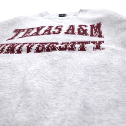 MV SPORT 90s USA made college print sweatshirt XL grey TEXAS A&amp;M UNIVERSITY arch logo two-layer print