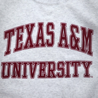 MV SPORT 90s USA made college print sweatshirt XL grey TEXAS A&amp;M UNIVERSITY arch logo two-layer print