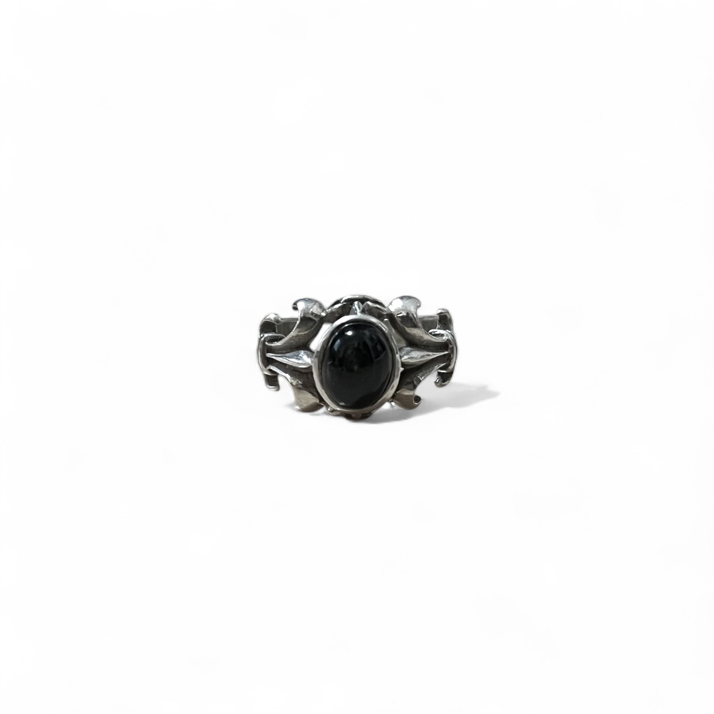 Vintage Black Onyx Silver Ring ブラックオニキス トライバル リング 指輪 21号 925