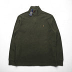 POLO RALPH LAUREN ESTATE RIB Half-Zip Sweatshirt, Size M, Khaki, Small Pony Embroidery, Unused