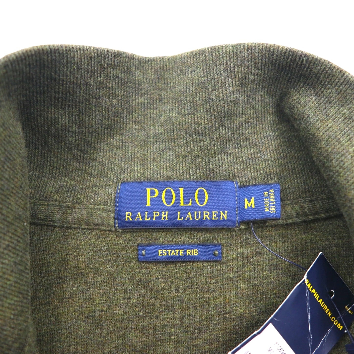 POLO RALPH LAUREN ハーフジップ スウェット ESTATE RIB トレーナー M カーキ スモールポニー 刺繍 未使用品