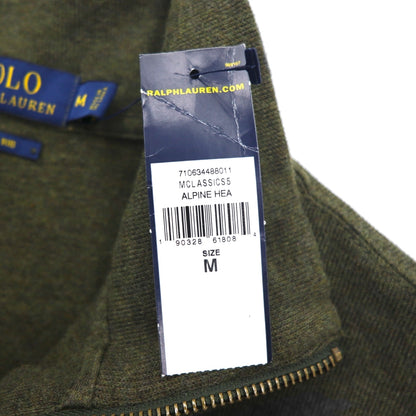 POLO RALPH LAUREN ハーフジップ スウェット ESTATE RIB トレーナー M カーキ スモールポニー 刺繍 未使用品