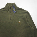 POLO RALPH LAUREN ESTATE RIB Half-Zip Sweatshirt, Size M, Khaki, Small Pony Embroidery, Unused