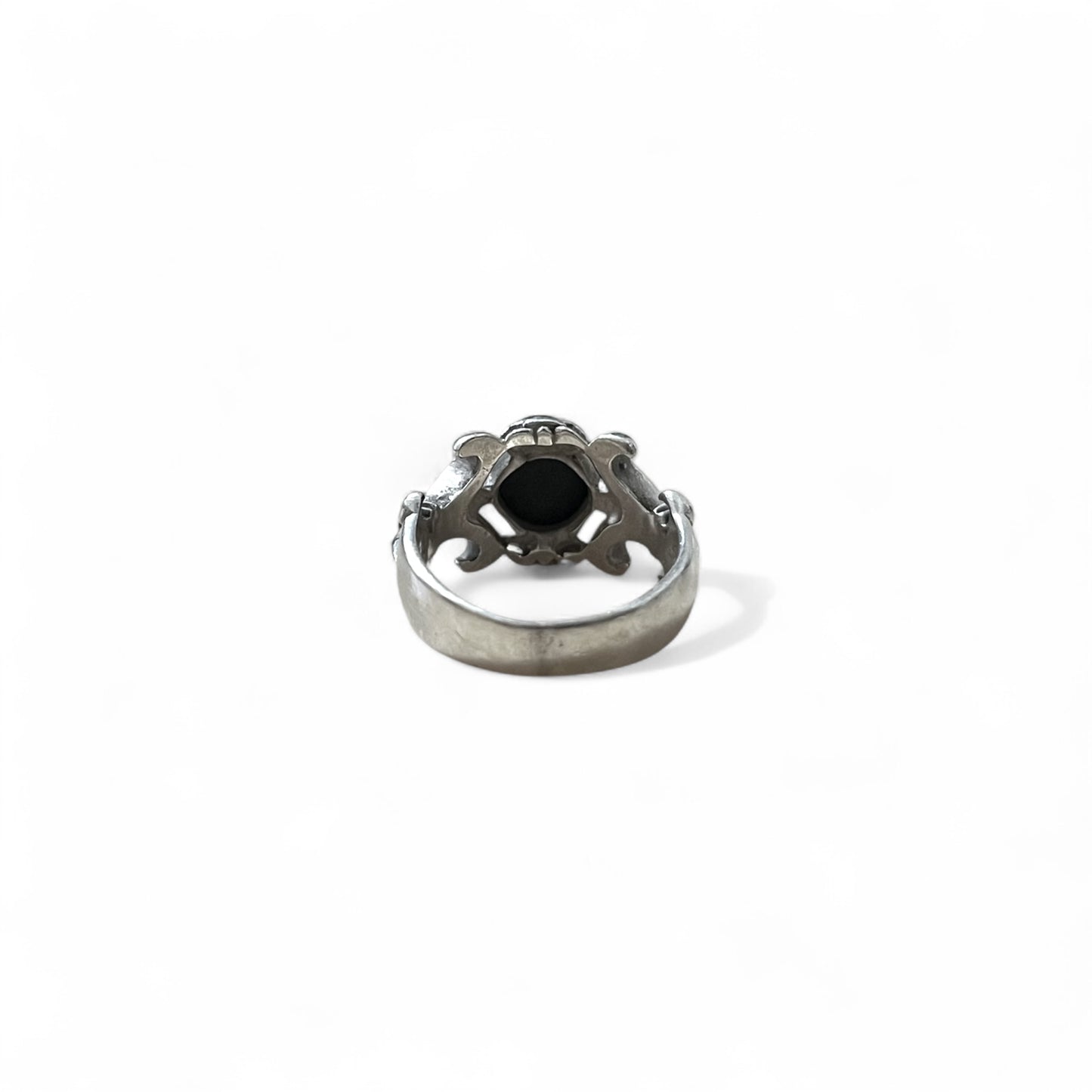 Vintage Black Onyx Silver Ring, Black Onyx Tribal Ring, Size 21, 925