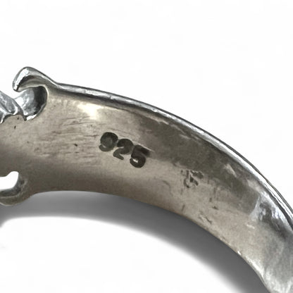 Vintage Black Onyx Silver Ring, Black Onyx Tribal Ring, Size 21, 925