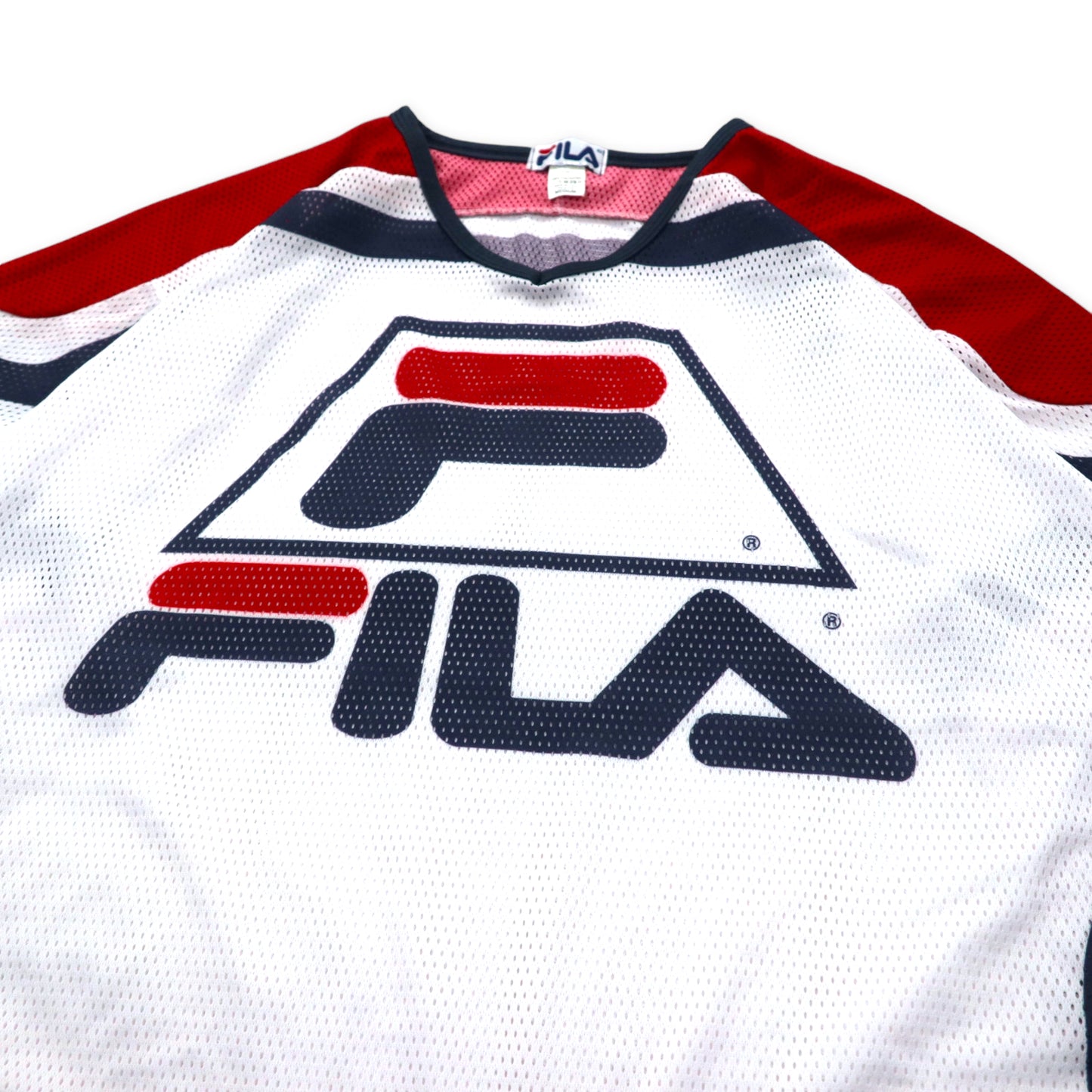 FILA USA製 90年代 メッシュ ゲームシャツ M ホワイト ポリエステル トリコカラー