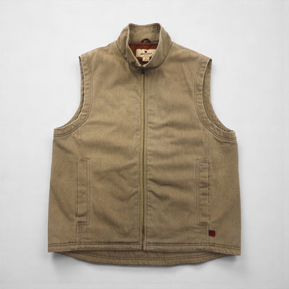 Woolrich ダック地 ベスト L ブラウン 裏地フリース チェック ジップアップ 22830