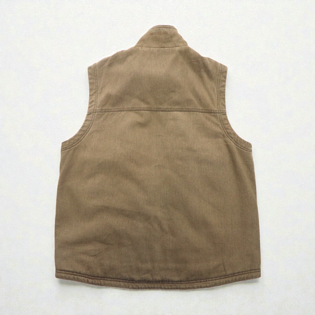 Woolrich ダック地 ベスト L ブラウン 裏地フリース チェック ジップアップ 22830