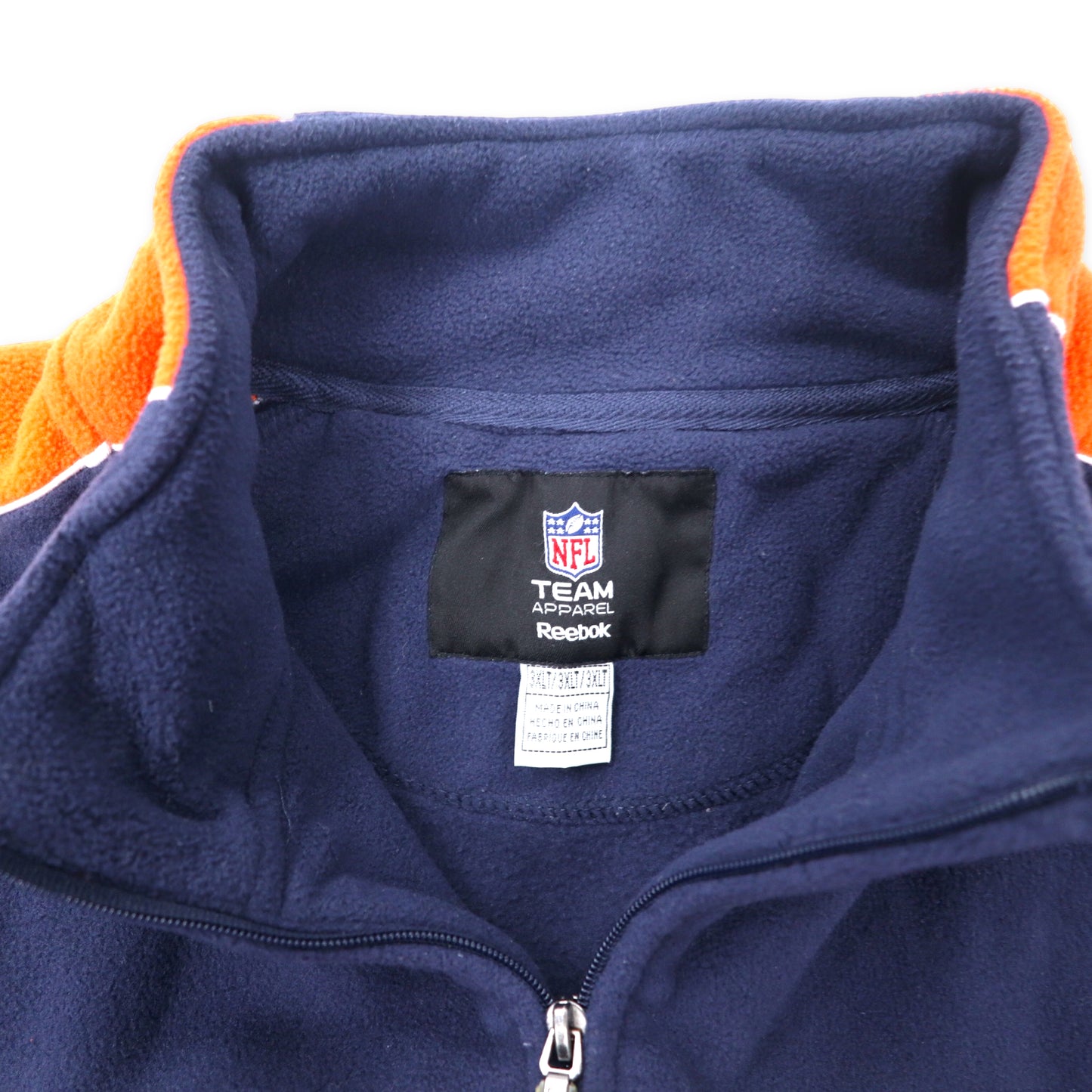 Reebok NFL BRONCOS フルジップ フリースジャケット 3XLT ネイビー ポリエステル サイドライン ビッグサイズ