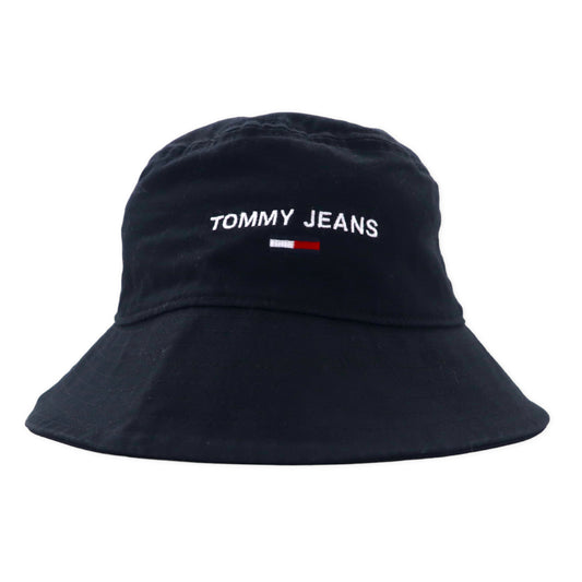 TOMMY JEANS バケットハット OS ブラック コットン ロゴ刺繍 AW0AW11661BDS