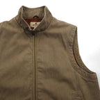 Woolrich ダック地 ベスト L ブラウン 裏地フリース チェック ジップアップ 22830