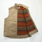 Woolrich ダック地 ベスト L ブラウン 裏地フリース チェック ジップアップ 22830