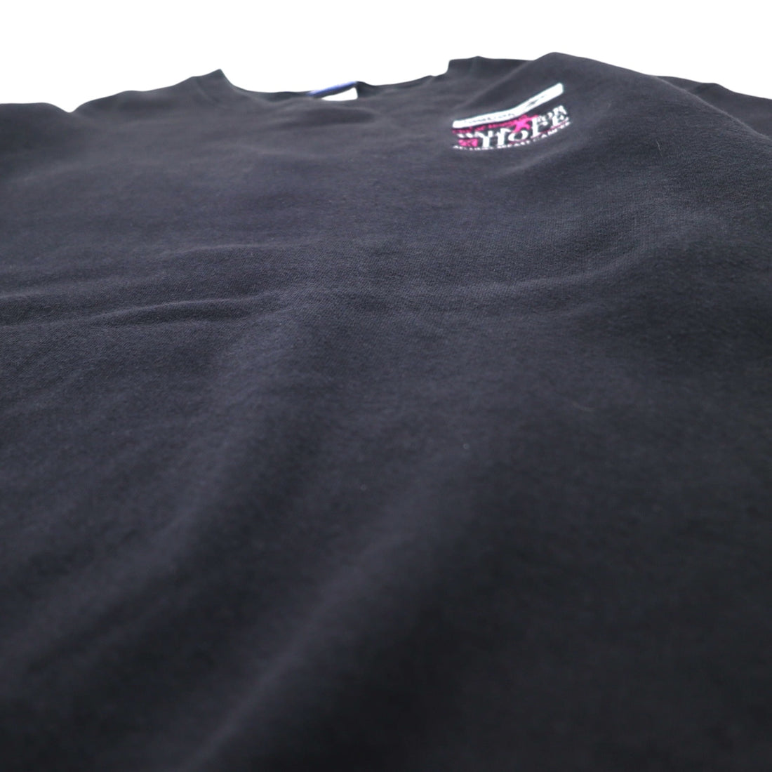 Reebok 90s Crew Neck Sweatshirt L Black Cotton One Point Logo Embroidery