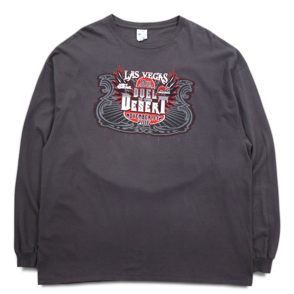 DELTA ロングスリーブTシャツ ロンT 3XL グレー 両面プリント レーシングカー DUEL IN THE DESERT
