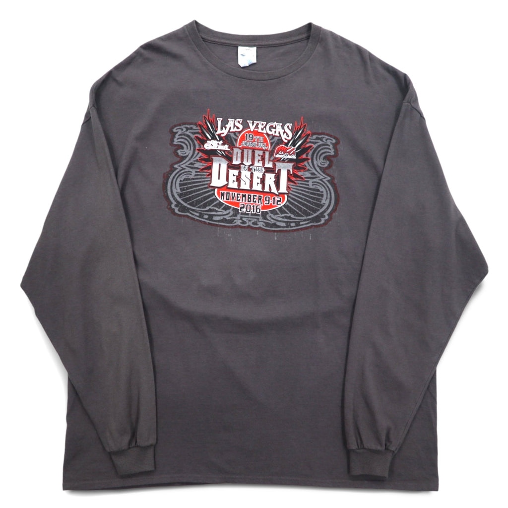 DELTA ロングスリーブTシャツ ロンT 3XL グレー 両面プリント レーシングカー DUEL IN THE DESERT