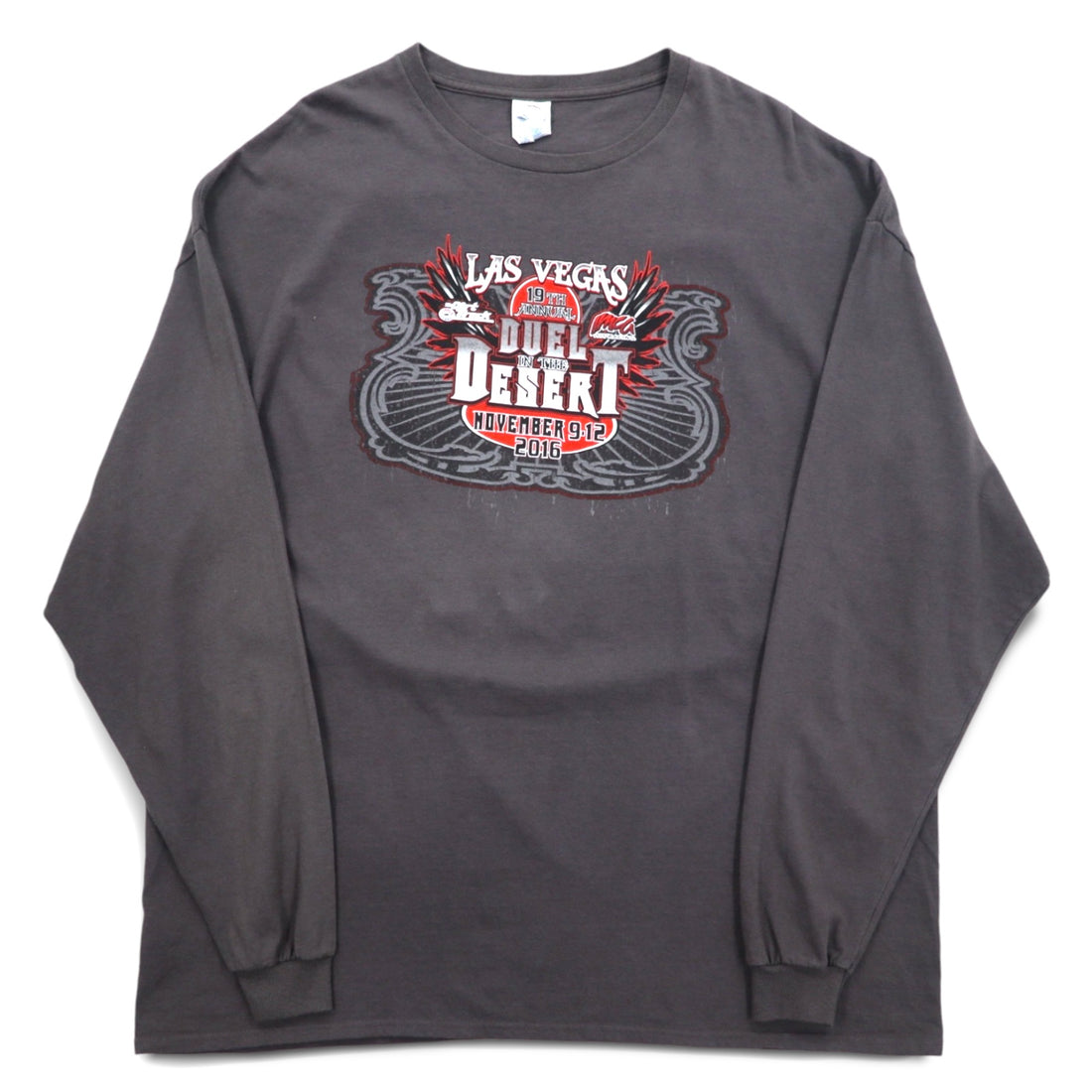 DELTA ロングスリーブTシャツ ロンT 3XL グレー 両面プリント レーシングカー DUEL IN THE DESERT