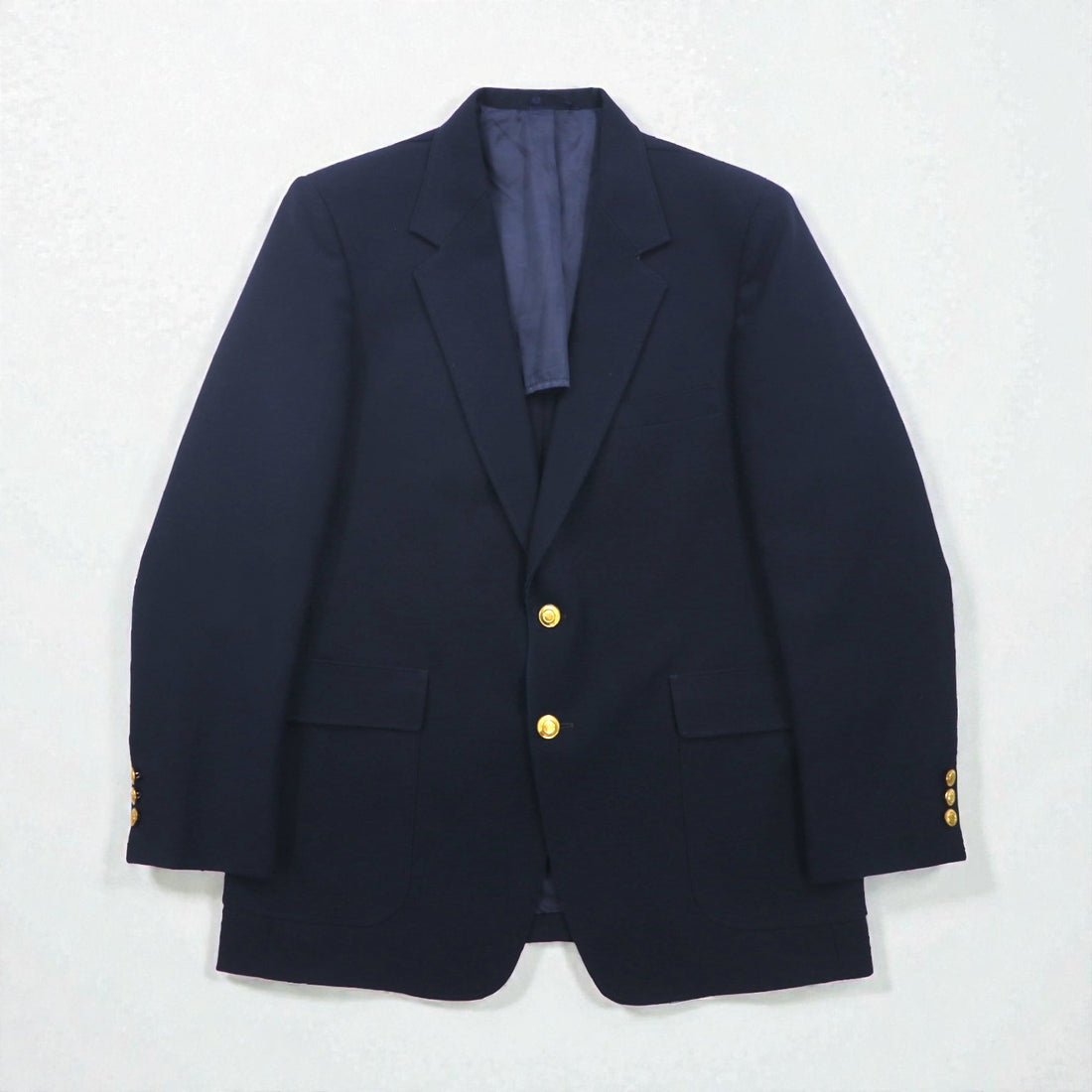 Sears 70s PERMA-PREST Navy 2B Tailored Jacket, Leather, Size XL, Gold Buttons, CLASSIS COLLECTION