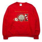 Made in USA 90s DELTA Print Sweatshirt M Red Cotton FIFTY-FIFTY Fleece Lined Panama City Beach