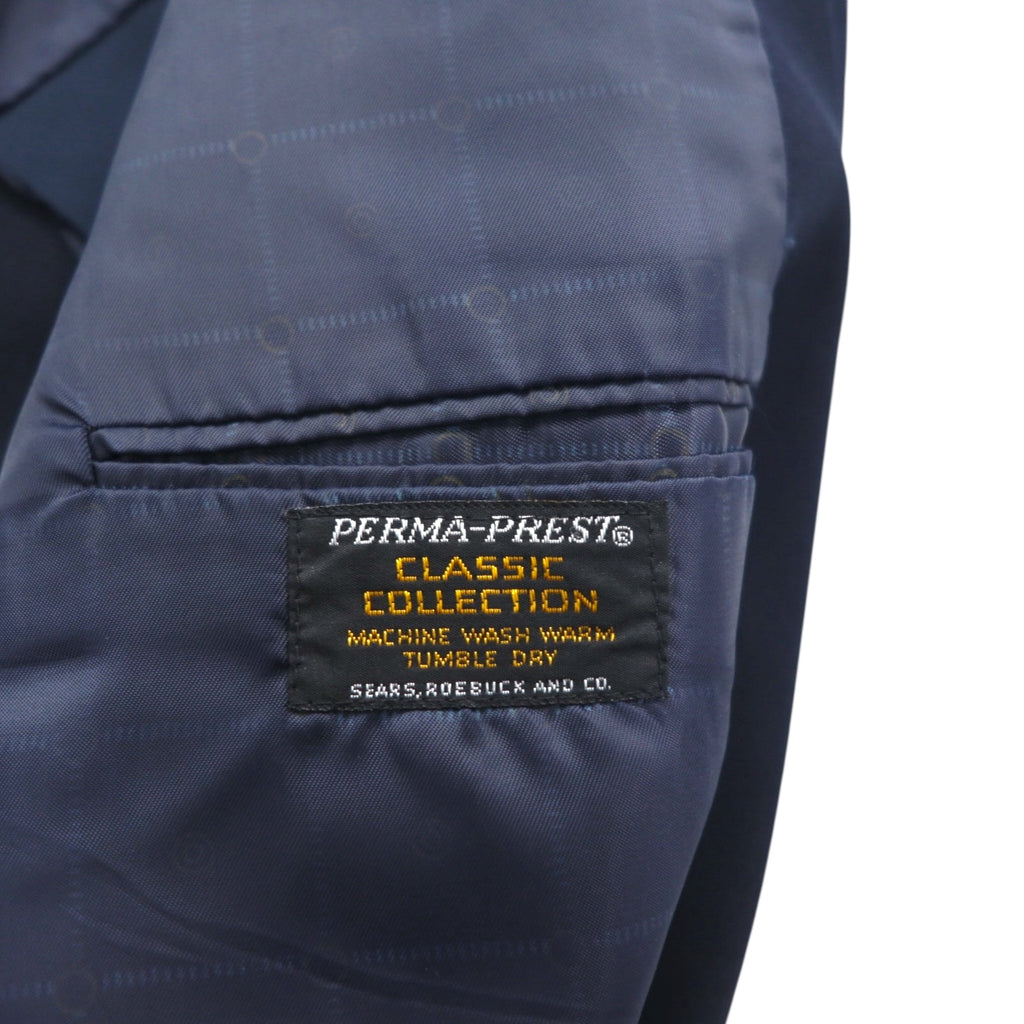 Sears 70年代 PERMA-PREST 紺ブレ 2B テーラードジャケット ブレザー XL ネイビー 金ボタン CLASSIS COLLECTION