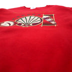 Made in USA 90s DELTA Print Sweatshirt M Red Cotton FIFTY-FIFTY Fleece Lined Panama City Beach