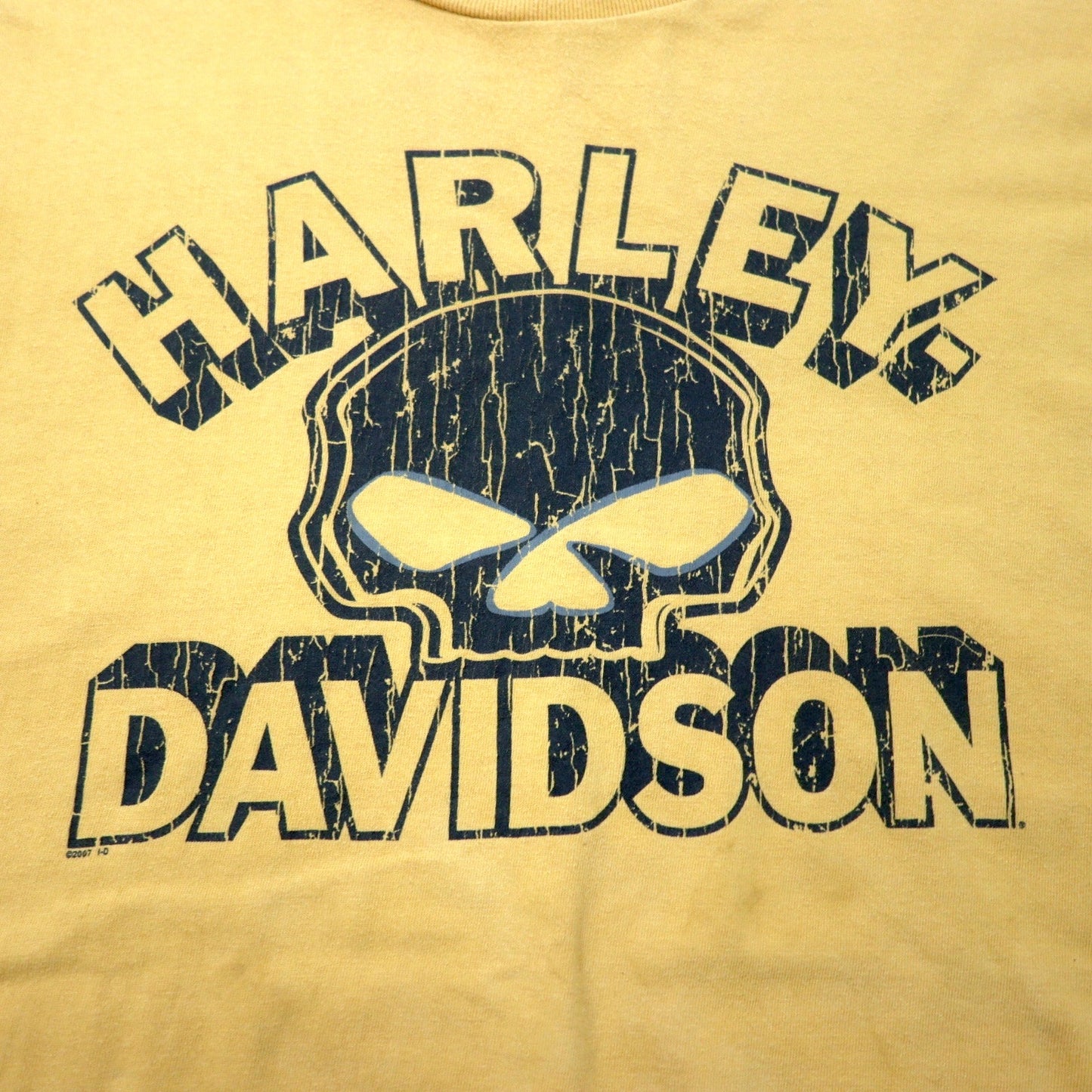 HARLEY DAVIDSON スカル ロゴプリント Tシャツ 4XL イエロー コットン ビッグサイズ DAYTONA BEACH, FL
