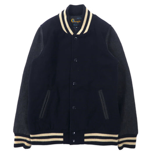 日本然リトテ-古着オンライン-Champion スタジャン M ネイビー グレー ウール CW-G604-CHAMPION VARSITY JACKET M Navy Gray Wool CW-G604