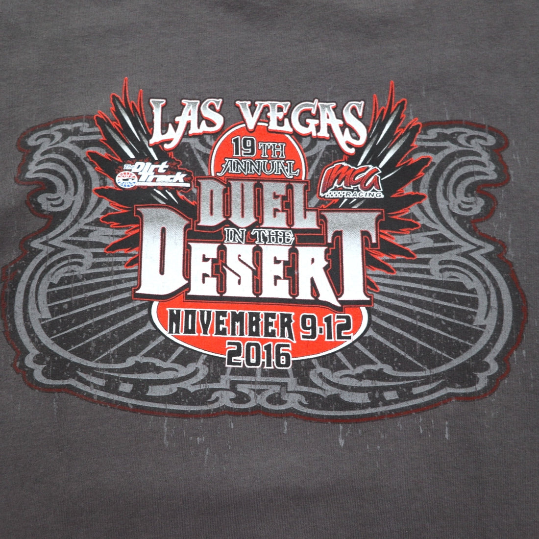 DELTA ロングスリーブTシャツ ロンT 3XL グレー 両面プリント レーシングカー DUEL IN THE DESERT